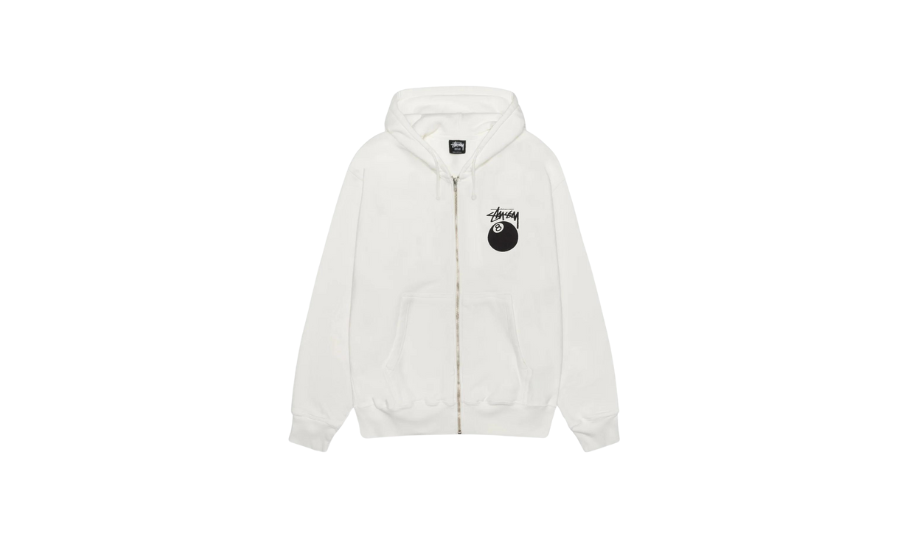 Stussy 8 Ball Pigment Zip Hoodie Natural