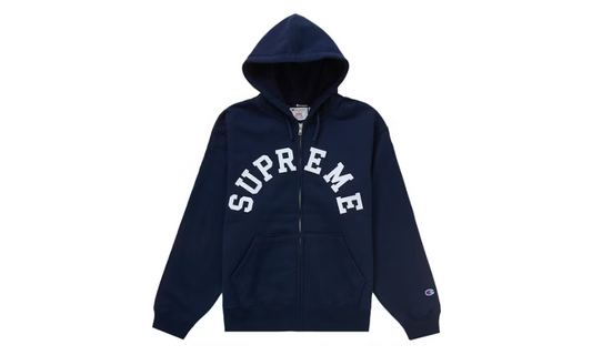 Supreme Champion Zip Up Hooded Sweatshirt Navy