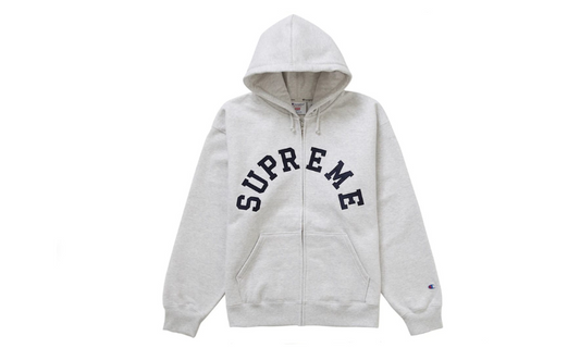 Supreme Champion Zip Up Hooded Sweatshirt Ash Grey