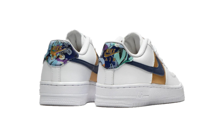 Nike Air Force 1 Low '07 LV8 White Blue Void Metallic Gold (GS)