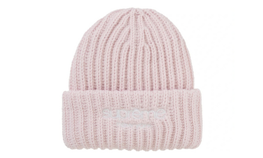 Supreme Classic Logo Chunky Ribbed Beanie (FW24) Light Pink