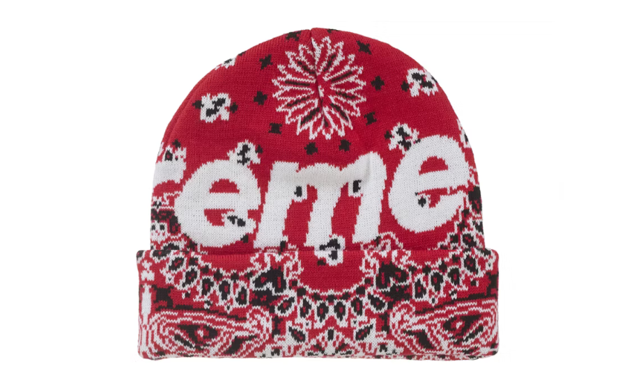 Supreme Bandana Big Logo Beanie Red