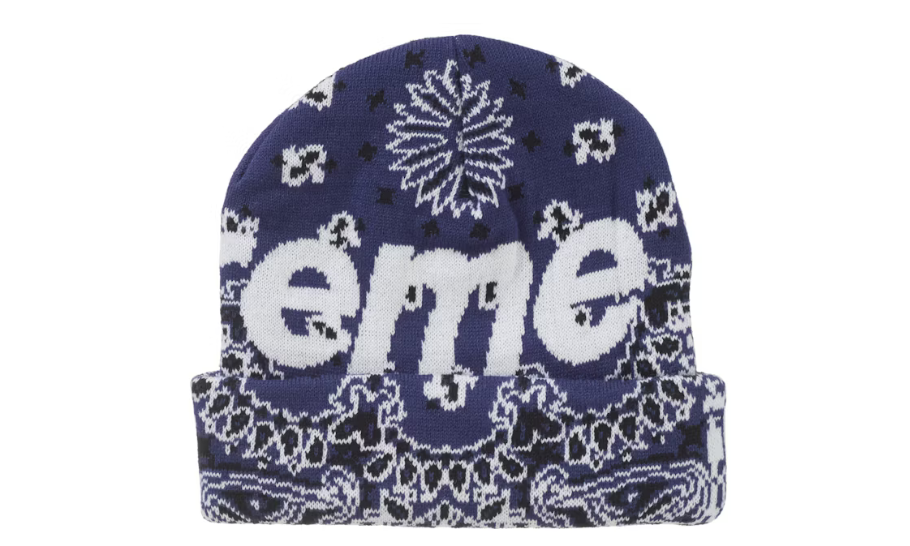 Supreme Bandana Big Logo Beanie Blue