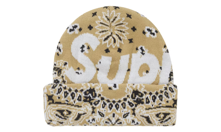 Supreme Bandana Big Logo Beanie Beige